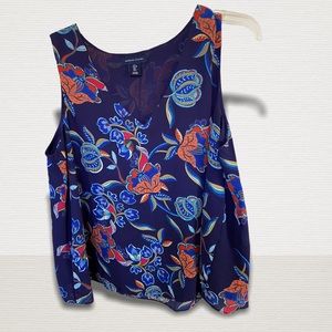 Adrienne Vittadini Navy Floral Tank